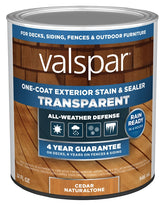 Valspar VL1028074-14 Stain and Sealer, Transparent, Cedar Natural, Liquid, 1 qt